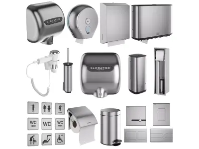 Public toilet accessories set 151 3D model