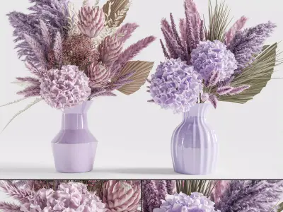 Flower Set 019 purple pampas 3D model