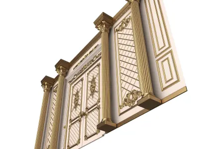 Boiserie Classic Wall with Mouldings 04 White Low-poly 3D model
