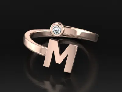 Jewelry Alphabet Ring M 3D print model