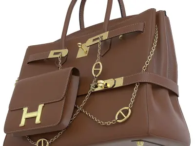 Hermes Birkin Chain Mini Bag Low-poly 3D model
