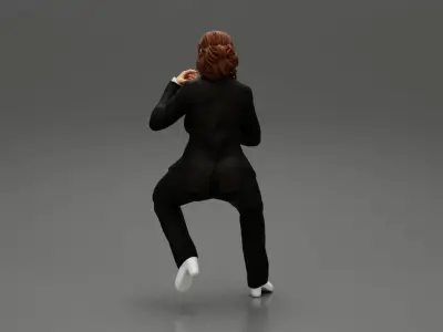 Beautiful young woman musician sitting 3D print model