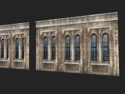 Museum Wall kit Low-poly 3D model