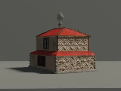 3D stylized house model Free low-poly 3D model