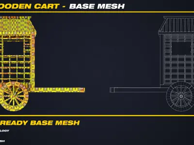 20 Wooden Cart Base Mesh - VOL 09 - Game Ready Low-poly 3D model