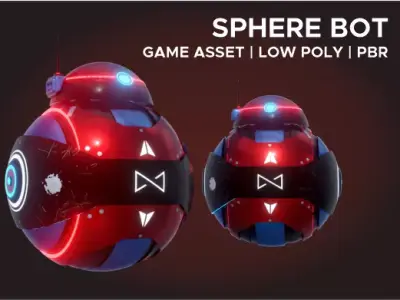 SPHERE BOT  - LOWPOLY -  PBR Low-poly 3D model