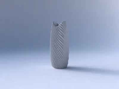 Vase double arc hexagon with bent extruded lines 2 3D print model