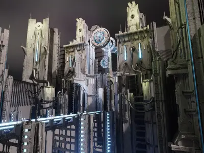 Allien architecture Low-poly 3D model