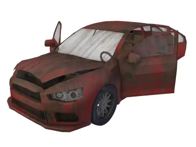 broken car post apocaliptic Low-poly 3D model