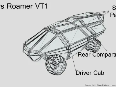 Mars Roamer VT1 Mars rover  vehicle Concept Low-poly 3D model