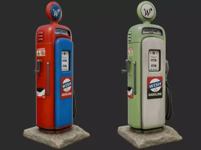 Vintage Gas Pump Low-poly 3D model