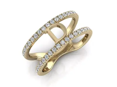 Jewelry Alphabet Ring D 3D print model