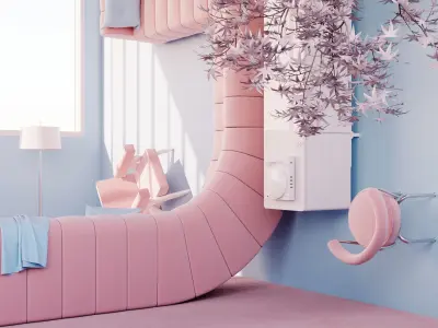 Pink Interior Project -  livingroom   Cinema4d and Corona 3D model