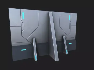 Scifi wall Low-poly 3D model