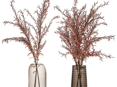 Bouquet of dried flowers in a glass vase 153 3D model