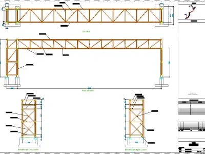Pipe Bridge 3 levels 30m long 2800mm wide 6400mm clearance 3D model