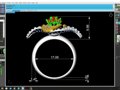 Elegant Flower Cluster Diamond Ring for Women 3D Model 4425 3D print model