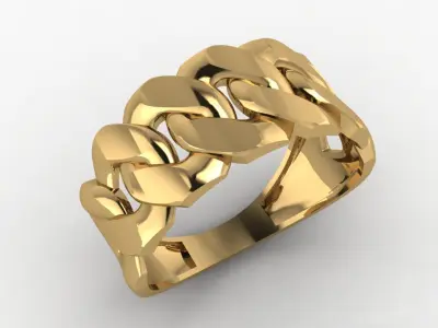 Bold Curb Chain Ring  Cartier-Style 3D Printable Jewelry Model  3D print model