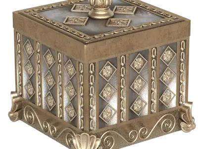 Decorative set 1 three ornate boxes and ornaments 3D model