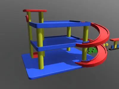 Wooden Toys Parking Garage Pack Low-poly 3D model