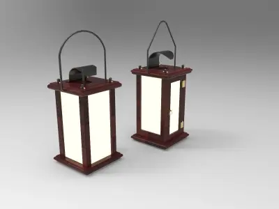 lantern T two wooden lanterns 3D model