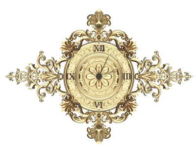 Classic Wall Clock 013 Gold Low-poly 3D model