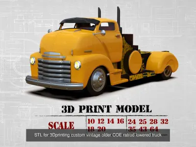 STL for 3Dprinting vintage older truck COE 3D Model Pack