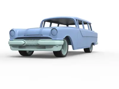 Shell and wheels Pontiac Chieftain 1955 Scale 1 to 24 3D print model