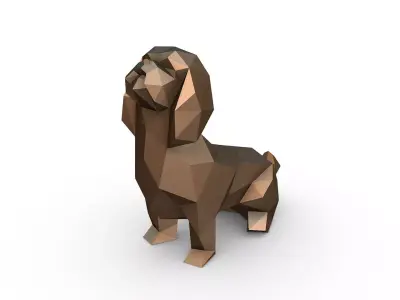 shihtzu figure low poly 3D print model