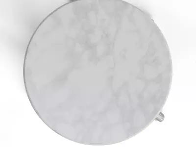 White Marble Round Accent Table with Aluminum Pedestal 3D model