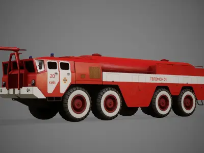 Aviation fire truck AA 60 Low-poly 3D model