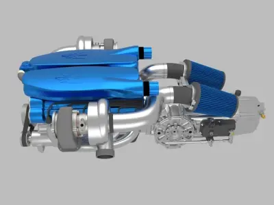 Twin Turbo V12 Engine 3D model