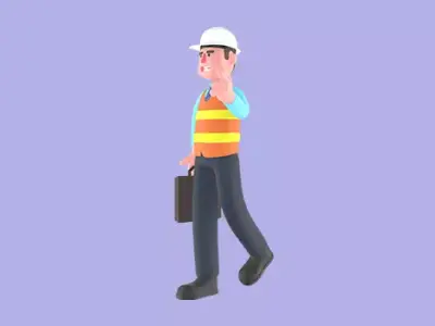 Stylized 3D Male Architect Character - Angry Walking Pose 3D model