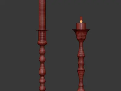 Vintage brass candleholders  Low-poly 3D model