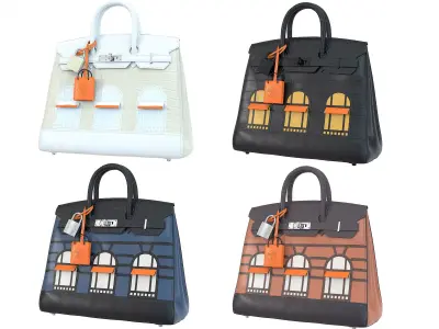 Hermes Birkin 20 Sellier Faubourg Bag Palladium Hardwar 3D Model Pack