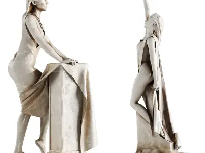 Human Sculptures 21 Girls Low-poly 3D model