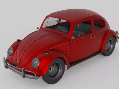 Car Volkswagen Beetie-1950 Low-poly 3D model
