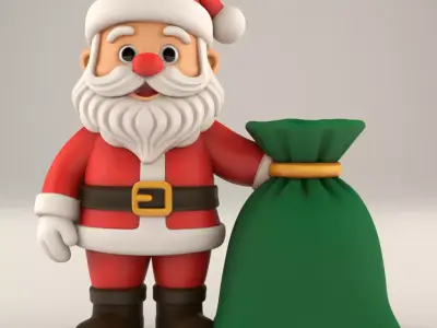 Cute Cartoon Santa Claus 3D Print Christmas Decor STL 3D print model