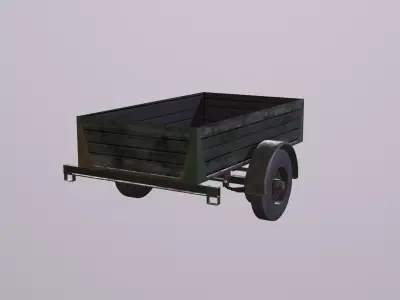 Trailer wooden wagon Low-poly 3D model