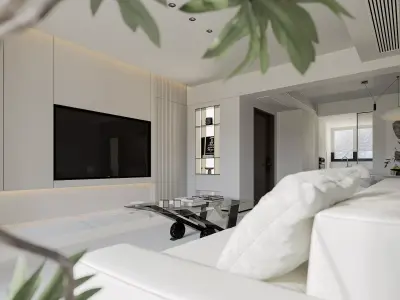 Modern living room dining room interior scenes  3D model