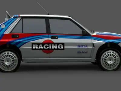 1992 Lancia Delta 3D Model High-Quality Detailed Design Low-poly 3D model