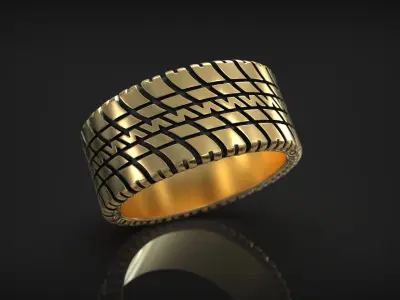 Auto Tire Tread Band Racing Wedding Ring 3D print model