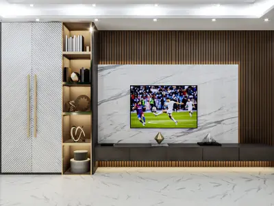 Modern TV Wall 03 Free 3D model
