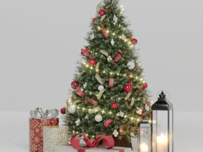 Realistic Christmas Tree with Decorations 3D Model 3D model