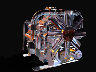 Motor diesel Detroit Low-poly 3D model