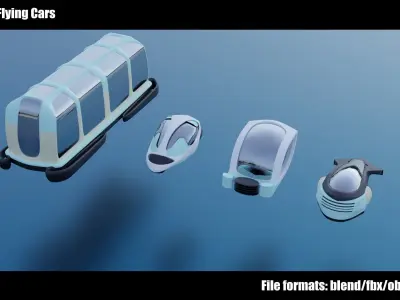 Stylized Flying Cars 1-10 Low-poly 3D model