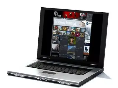 Silver Laptop Computer 3D model