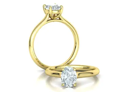 Oval Diamond Engagement Ring Hidden Halo Ring 8x6 Oval stone  3D print model