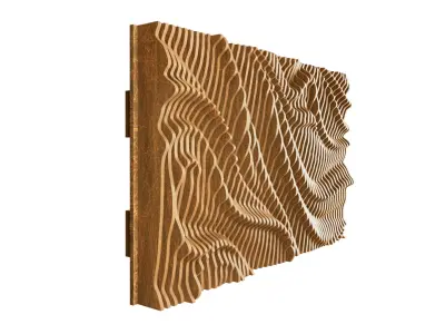 Parametric Wavy Wooden Wall Decor 18 - wood cutting machines 3D model
