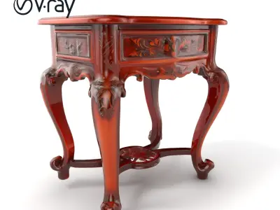 Carved Mahogany Side Table with Curved Legs model pack Low-poly 3D model